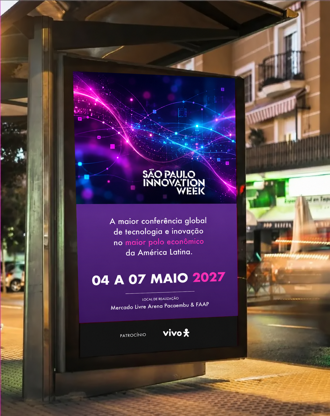 Mockup de mídia OOH digital SPIW com Vivo